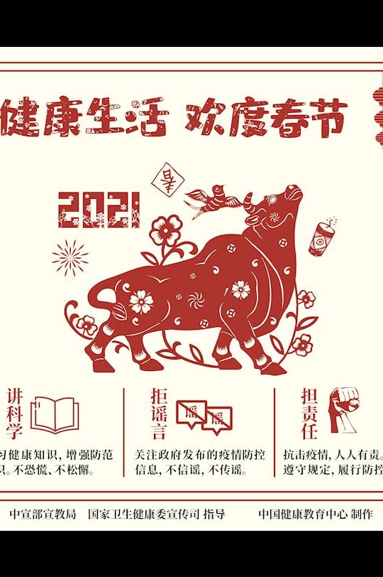 健康生活欢度春节剪纸海报5