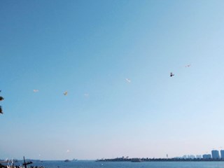 春节假期内的沙滩公园