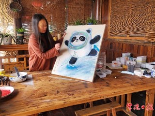 【文化】当非遗麻质画遇上现代冰墩墩