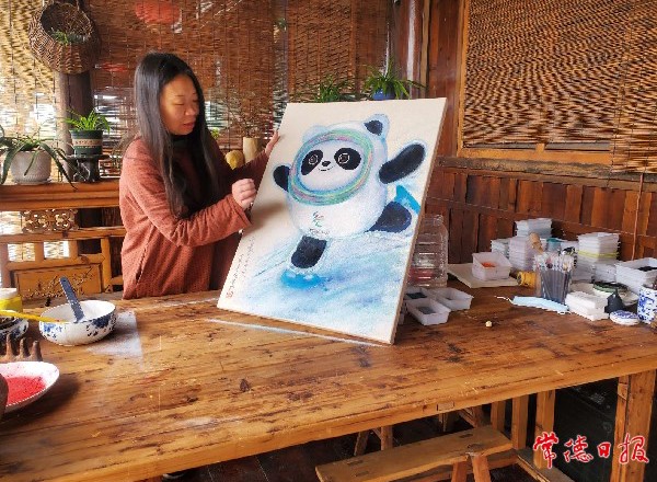 【文化】当非遗麻质画遇上现代冰墩墩