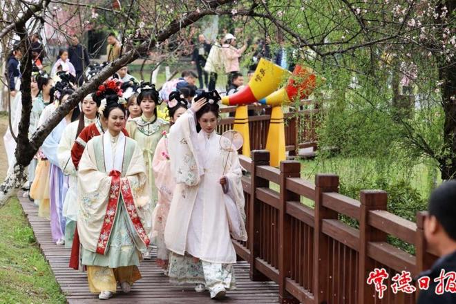 【社会】万名游客齐聚 桃花源里上演唯美国风