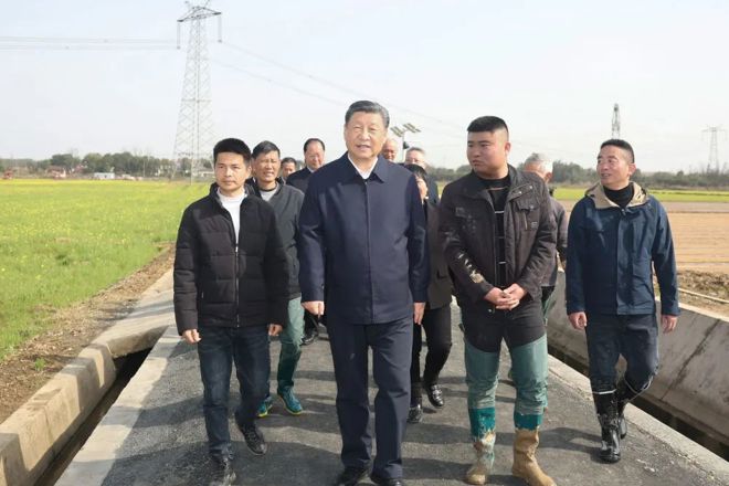 在水稻田边，总书记强调抓好春耕备耕