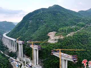 【社会】炉慈高速公路甘沟河特大桥合龙